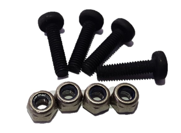 16mm Phillips head screws + locking nuts - 4 pack